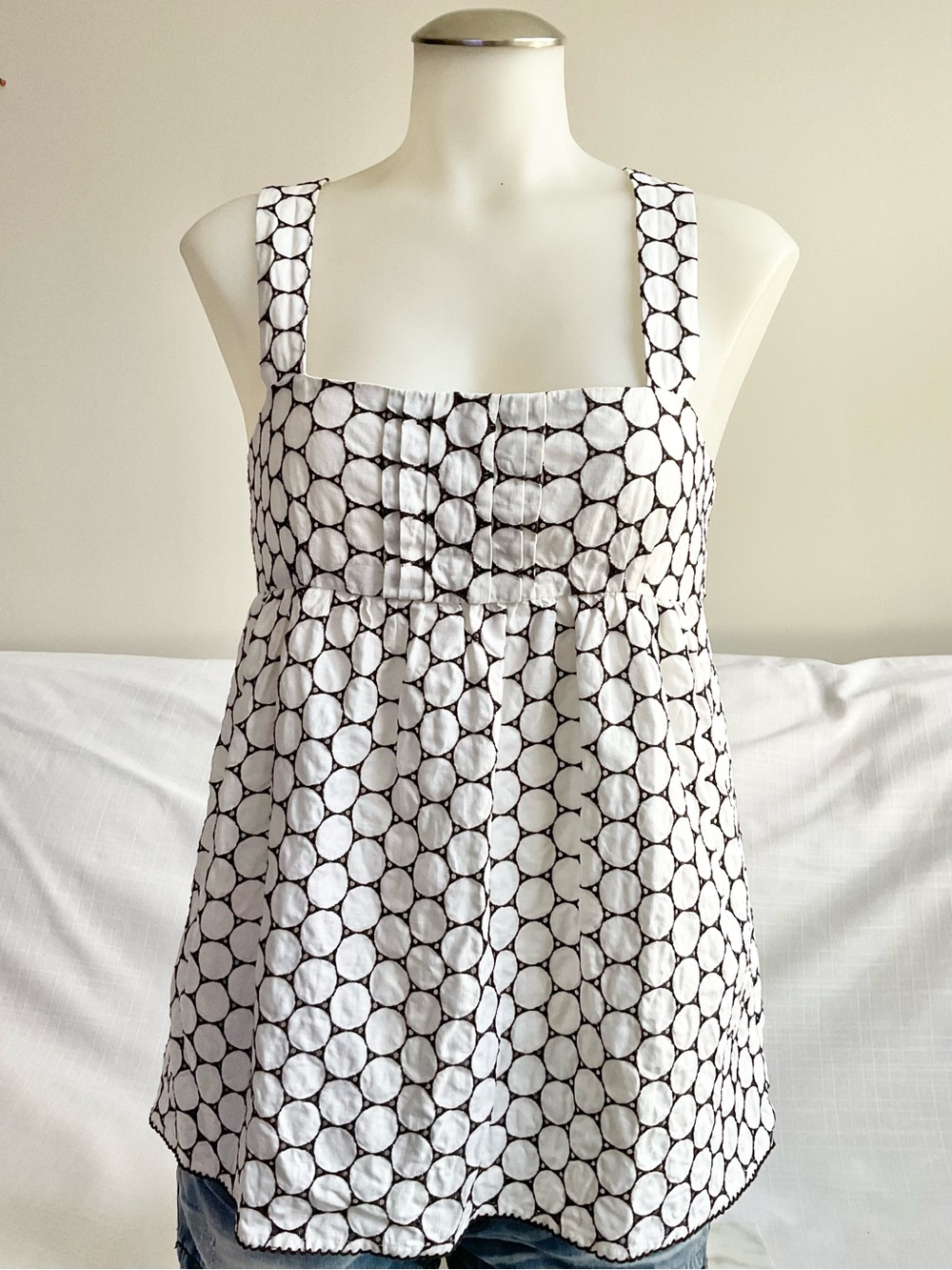 Diane Von Furstenberg | Y2K Linen Halter Top Brown White Print | XS/S